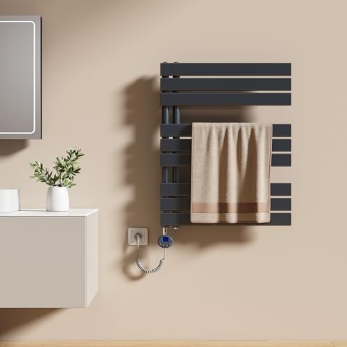 EMKE Scaldasalviette Elettrico con WIFI Termostato 76x60 cm,Antracite | Resistenza Riscaldante con Timer, Termoarredo Bagno, 400W,Scaldasalviette Elettrico Bagno