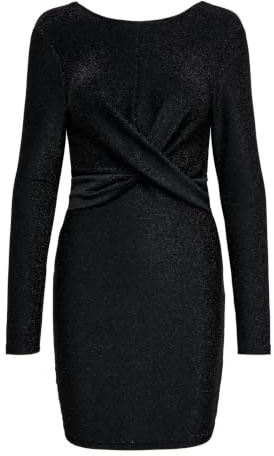 ONLY Glitter Twist Dress Onlrich Robe torsadée pailletée L/S JRS, Noir, M Femmes