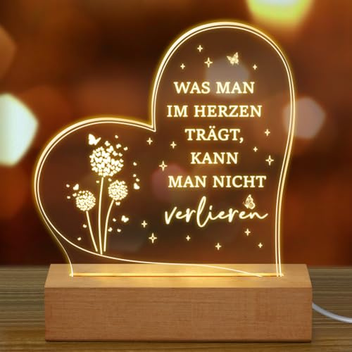 Fiada Trauergeschenk Trauerlicht Trauer Geschenke für Trauernde zur Beerdigung Trauer Andenken an Verstorbene Beileid Geschenk (WAS MAN IM HERZEN TRÄGT, KANN MAN NICHT verlieren)