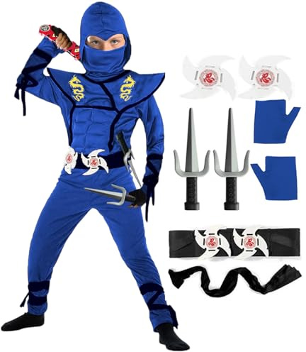 SATKULL Costume de ninja pour garçon avec accessoires en mousse