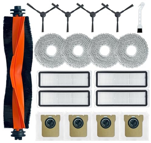 Ytaland Ricambi accessori per aspirapolvere robot Xiaomi Robot Vacuum X20 Max/X20 Pro (1 spazzola principale, 4 spazzole laterali, 4 filtri Hepa, 4 sacchetti per la polvere, 4 tamponi tergicristalli)