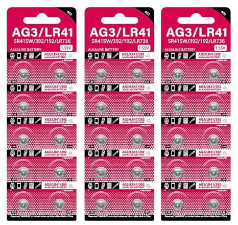 Pile bouton AG3 1,55 V LR41 SR41 192 392 piles essentielles pour lampe, montre électronique