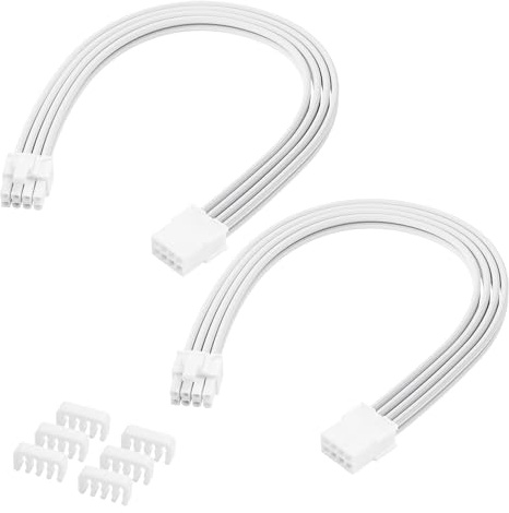 ELFJMZP Verlängerungskabel-Adapter ATX 8-polig auf ATX 8-polig (6+2) Stecker, Weiß, für PC Build, High-End-GPU-Kabel-Layout, 30 cm (weiß)