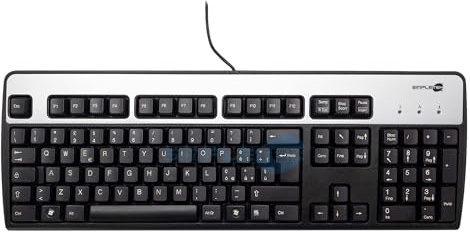 SIMPLETEK - Tastiera PC USB | QWERTY Layout Italiano ITA | Full-Size con Tasti Numerici | Nera a grigia (Ricondizionato)