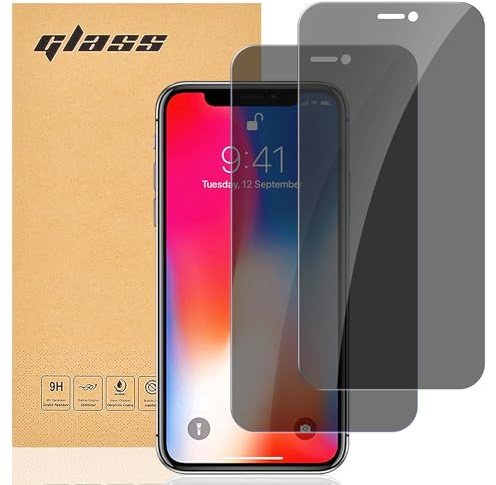 gueche 2 Pezzi Privacy Pellicola Vetro Temperato per iPhone X, iPhone XS und iPhone 11 Pro Pellicola Protezione,Durezza 9H,Antiurto Antigraffio e Anti-impronta