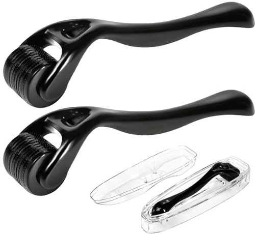 leruiyezs 2pcs Dermaroller Cheveux 0,5 mm Et 1 mm Dermaroller Pour Soin Du Cuir Chevelu Barbe Et Visage Avec Rouleau Microneedling,Amélioration De La Peau Utilisation À Domicile Pour Hommes Et Femmes