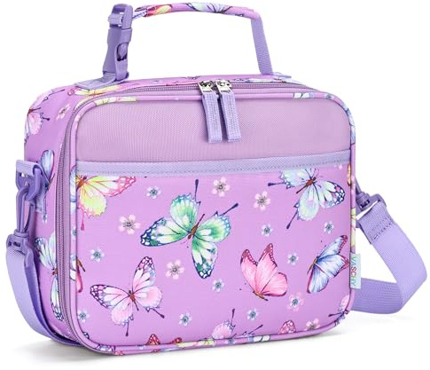 VASCHY Bolsa Térmica Infantil Porta Alimentos 5L para Niña,Mariposa Lila