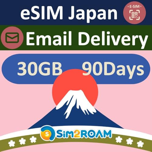 Japan eSIM 30GB für 90 Tage | Inklusive Testdaten in Australien | Dual Japan Carriers Softbank & KDDI | Sofortige E-Mail-Zustellung | VoIP-Anruf | Nachfüllbar!