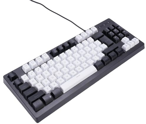 Cuifati Tastiera da Gioco Cablata all'87%, Tastiera Meccanica a 87 Tasti con Retroilluminazione RGB, per Computer Compatta Cablata USB per PC Laptop Dattilografo da (bianco e nero)