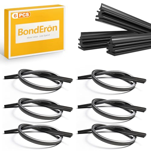 BondEron 6 Stück Scheibenwischergummi Universal Wischergummi 800mm zum Zuschneiden Ersatzgummi für Auto Front und Heckscheibe Wischerblätter Nachfüllpack für streifenfreie Sicht Schwarz