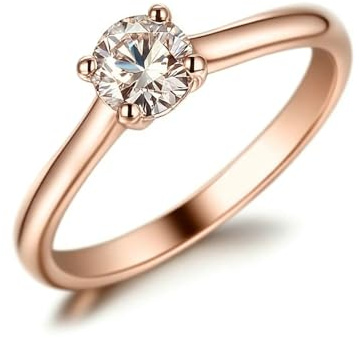 Ayoiow Vorsteckring Gold 585 Ehering für Damen, Moissanitkein Edelstein Solitär Verlobungsring in Gold für Sie, 14 Karat Roségold Größe 51 (16.2)