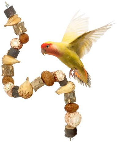 Sitzstangen für Vögel,Vogelkäfig Wellensittich Zubehör,Sitzstangen für Wellensittiche Spielzeug,Vogelkäfig Zubehör,50 cm Länge Holzblock Kauschnur Kletterleiter