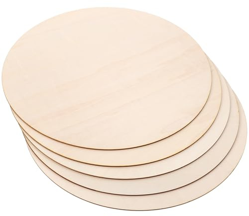 TOVINANNA 5 Stück Runde Holzscheiben aus Unbehandeltem Naturholz Selbstgemacht Holzrohlinge für Basteln Türschilder Malerei und Wohnungsdekoration