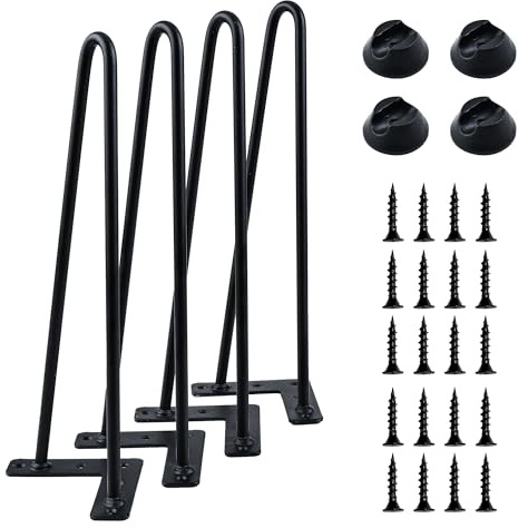 highdecora Hairpin Legs for DIY Furniture, Heavy Duty Metal Two-Rod Iron Wire Table Legs with Pre-Drilled Holes for Coffee Table, Dining Table, Office Desk, Chair, Bench & Side Table (Black, 66cm)