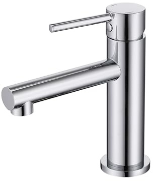 Techzm Basin Taps Mixer Chrome Bathroom Sink Mixer Tap Modern Cloakroom Faucet Single Lever Mono Lavatory Vessel Faucet