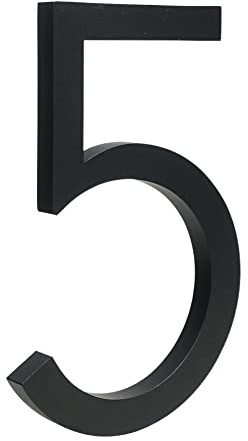 House number plate, 3D Digital House Numbers 5.6 Inch Black Aluminum Outdoor Door 0-9(5)