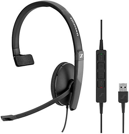 Sennheiser SC 130 USB (508314) - Cuffie monofoniche per professionisti aziendali, con audio stereo HD, microfono a cancellazione del rumore e connettore USB (nero)