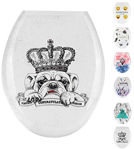 JOTOM Toilettensitz WC Sitz Pflegeleichter Thermoplast/Toilettensitz/Klodeckel/Klobrille/Toilettendeckel (Kronenhund)