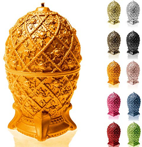 Candellana Handmade Faberge Egg Kerze Geschenk- Lustig - Dekorative Kerze - Home Décor - Geschenke für Freunde - Baumwolle Docht - Brenndauer 48h - Orange Kerze