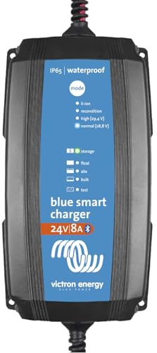 Victron Energy Blue Smart IP65 Smart Car Battery Charger 24V 8A, Trickle Charger for Car Battery and Desulfator for Motorcycle, ATV, RV, Lithium and Deep Cycle Batteries, UK