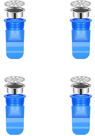 Silikon Spüle Bodenablauf Universal Küche Stöpsel Waschbecken Universal Haarsieb Dusche Filter Stöpsel mit Geruchsstop und Haarsieb Abfluss für den Boden Duschabfluss Ventil Ablauf Blau 4 Stück
