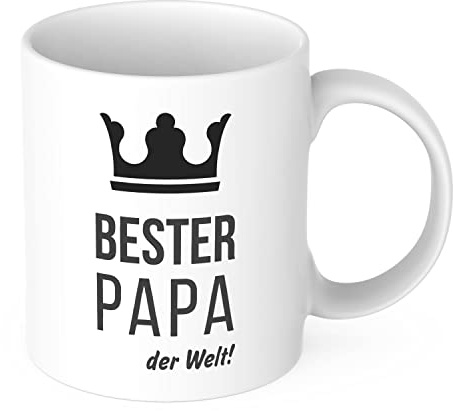 STEMPEL-FABRIK Keramiktasse mit Aufdruck - Bester Papa der Welt - Schwarzes Design - Kaffeetasse - Kaffeebecher - Becher - Geschenkidee für den Lieblingspapa- Geburtstagsgeschenk - Tasse mit Spruch