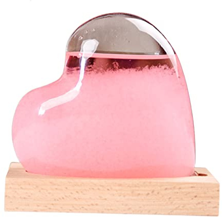 FUFRE Weather Station Glass Cloud, Storm Glass Weather Predictor Liquid Barometer Weather Predictor Fashion Office Desktop Home Decorative Weather Glass (pink)