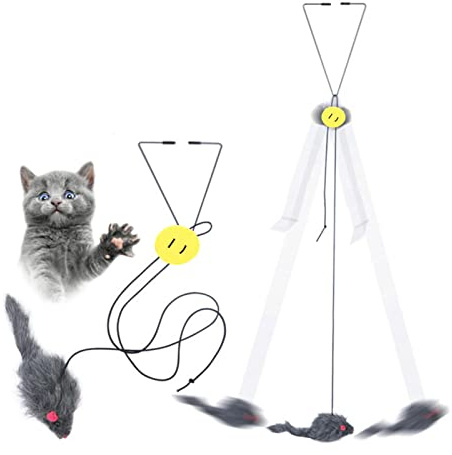 weemoment Katzenspielzeug Selbstbeschäftigung Hängende Türrahmen Elastische Maus,Interaktives Dancer Katzenspielzeug Mäuse für Katzenauslauf und gegen Langeweile