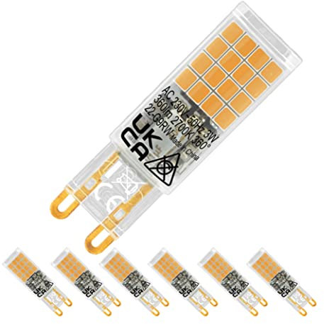 EACLL Confezione da 6 lampadine LED G9, luce bianca calda, 3 Watt, equivalente a lampadine alogene da 50 W, 360 lumen, 2700 K, AC 230 V, senza sfarfallio, angolo di diffusione 360 gradi, non