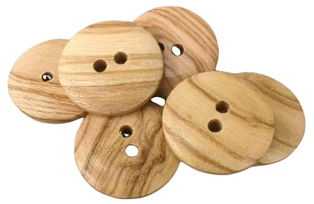 BOTIBOTON - 50 holzknoepfe - knöpfe fur kinder - kinderknöpfe groß und kleine holz knopf - 2 Löcher - WENDBAR - Gewachstes Olivenholz - Annähen - Hergestellt und versandt aus SPANIEN (18 mm)
