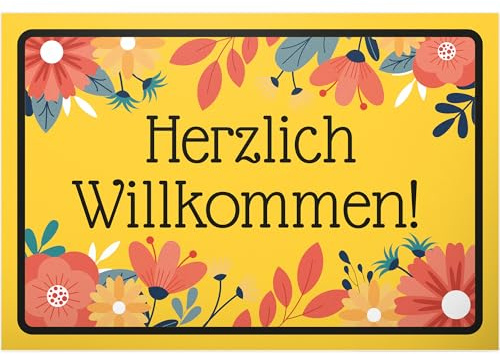 DankeDir! Herzlich Willkommen - Schild 30 x 20 cm - Geschenkidee Deko Partydeko Party Geschenk Kollegen Freunde - lustiger Spruch Spruchschild Geburtstagsgeschenk Wanddeko Türschild