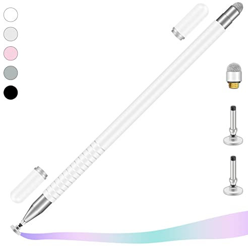 iMoebel Tablet Stift Eingabestift Universal, 2 in 1 Touchscreen Stift Stylus Pen mit 2 Magnetischen Kappen für Tablets Handy iPad iPhone Smartphone Samsung Huawei usw., Keramikweiß