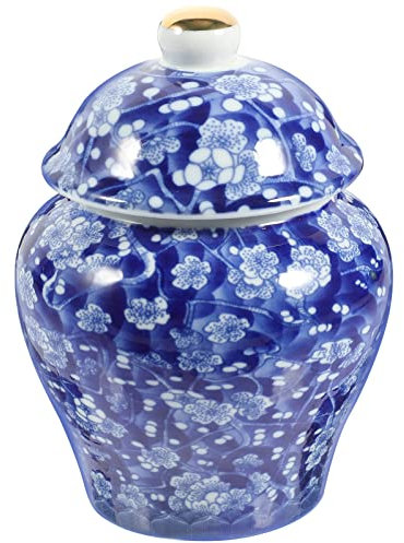 Kichvoe Vintage Chinese Style Ceramic Tea Canister Airtight Storage Jar for Tea and Beads Retro and Design for Home Decor and Kitchen Organization