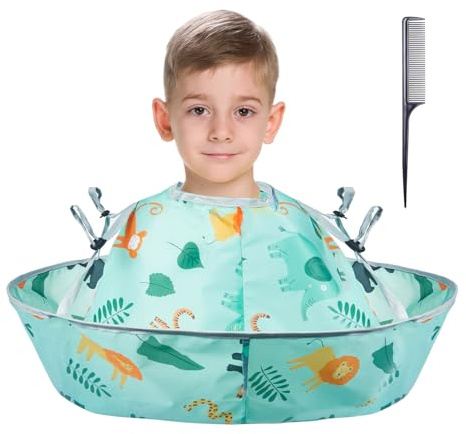 Lictin Haircut Capes Umbrella for Kids - Hair Cutting Haircut Cape Kids Waterproof Foldable Adjustment, Hairdressing Umbrella Cape Apron with 1PCS Black Comb