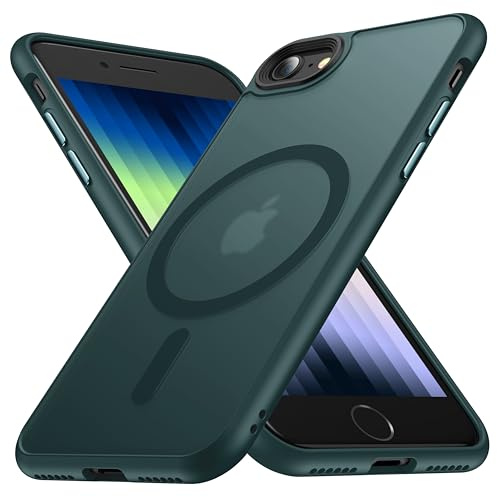 [NO.1 Magnet] für iPhone SE 2022/SE 2020/8 Hülle mit MagSafe | [Durchscheinend][Anti-Fingerabdruck][Militär Stoßfest]Dünn mit Silikon für iphone SE 2./3. Generation Hülle,Elektrisches Cyan