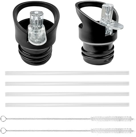 Lovesmile Bouchon Gourde, Bouchon Gourde Isotherme, Noir Bouchon Paille pour Bouteille, Couvercle à Paille de Rechange, Bouteille Couvercle Paille Sans BPA Convient pour Cyclisme Sport et Fitness