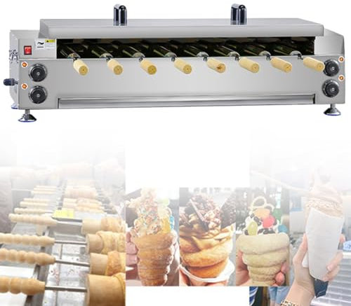 MLYYYDSS Electric Chimney Cake Maker Commercial Electric Chimney Cake Oven with 8 Pcs Roller, Hungarian Cake Pop Roller Machine, Ice Cream Cone Grill Maker