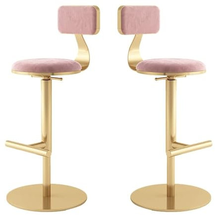 Barhocker 2er Set - Drehbar Stehhocker, Drehbare Barhocker Verstellbaren Barhockern Aus Samt Mit Hoher Rückenlehne, Gepolsterte Moderne Barhocker, Barhocker, Stühle Für Esszimmer/Hausbar/Küche ( Color