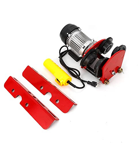 1T Electric Hoist Trolley, 500W Handle Switch Heavy Duty 2200LBS Capacity Crane Remote Control Power System for Industrial Areas Warehouse Construction Goods Lifting