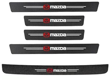 MNBHJGR 5pcs Car Door Sill Protector, for Mazda 3 5 6 CX5 CX30 CX3 MX5 Axela MS Atez Angkesaila Car Threshold Scuff Plate Carbon Fiber Stickers Styling Accessories
