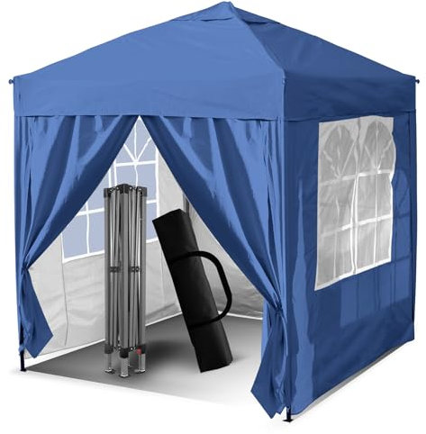 3x3m Pop Up Gazebo, Gazebo with Removable Sidewalls, Sturdy Frame, Weather-Resistant Protection, Ideal for Outdoor Events, Parties, and Markets (blue)
