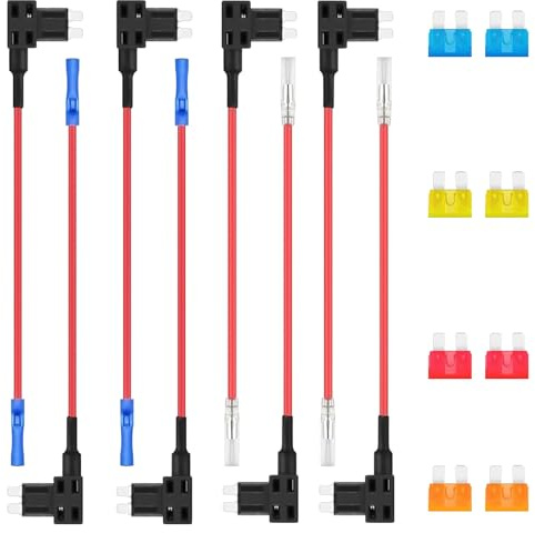 16 stycken standardsäkringsadapter, lägg till en krets-säkringsadapter, bil platt säkerhetsadapter, Piggyback säkringar plugin-säkringsfördelare, säkringshållare med två kortplatser för båtar