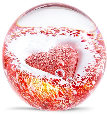 Pisapapeles de vidrio soplado a mano con forma de corazón rojo para regalo de cumpleaños, decoración del hogar, coleccionable, amantes de la decoración de oficina.