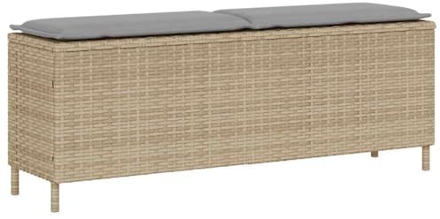 vidaXL Trädgårdsbänk med dyna beige 110x30x40,5 cm konstrotting, utomhusbänk, parkbänk, trädgård loveseat, trädgårdsbänk sittplats, uteplats bänk