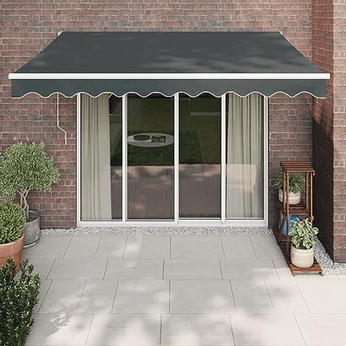 Toldo retráctil para patio, motorizado/manual, para balcón, terraza, exterior, color antracita, 3,5 x 2,5 m, tela duradera y aluminio, perfecto para protección solar