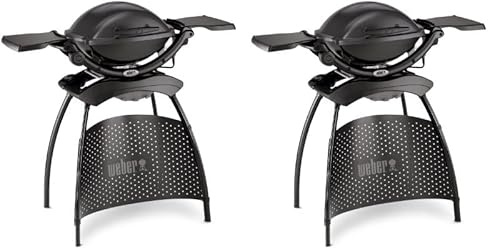 Weber Barbacoa eléctrica Q1400 Stand Dark Gray de 2200 W. Gris Oscuro (Paquete de 2)