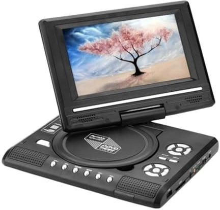 Lettore Dvd da Viaggio, Dvd Mobile Portatile con Televisione incorporata Batteria Funzione di Memoria di spegnimento Intelligente ruotabile Mini televisore