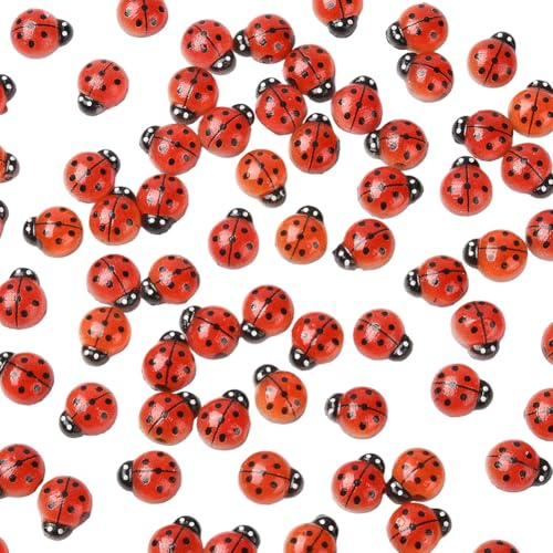SOFPLATE 1 caja de 100 dijes de Resina de Mariquita Dijes Luminosos para Uñas Insectos Rojos 3D Que Crecen En la Oscuridad Pequeños Cabujones de Primavera con Parte Trasera Plana Adornos para Decoraci