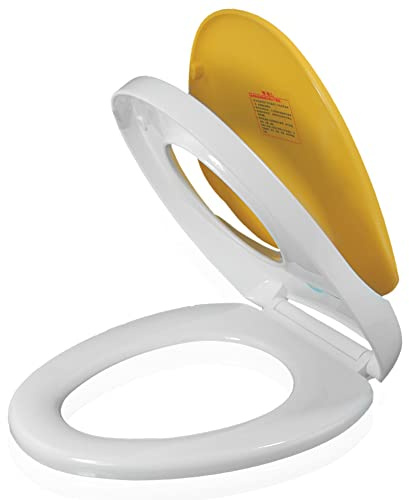 Sedile WC Allungato, Sedile per vasino Integrato, Sedile WC a sgancio rapido, Coperchio Silenzioso a Chiusura lenta e Morbida, per Adulti e Bambini (a Forma di V)