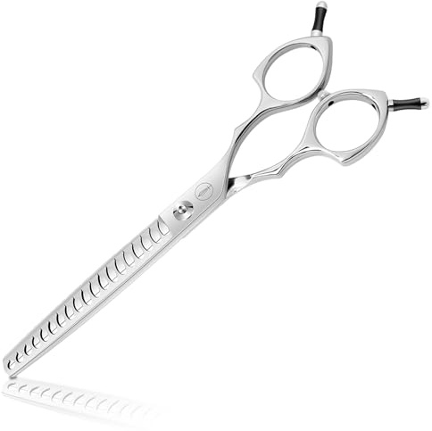 HASHIMOTO Dog Grooming Chunkers for Large Hands,Dog Texturizing Shears,Cat Scissors,19 teeth,7.0 inch,Light Weight.